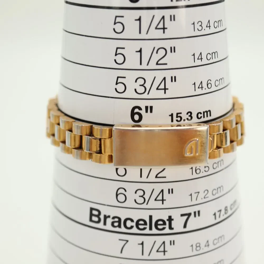 Gruen Gold Tone Crystal Bezel 26mm Womens Watch Date Steel Bracelet New Battery